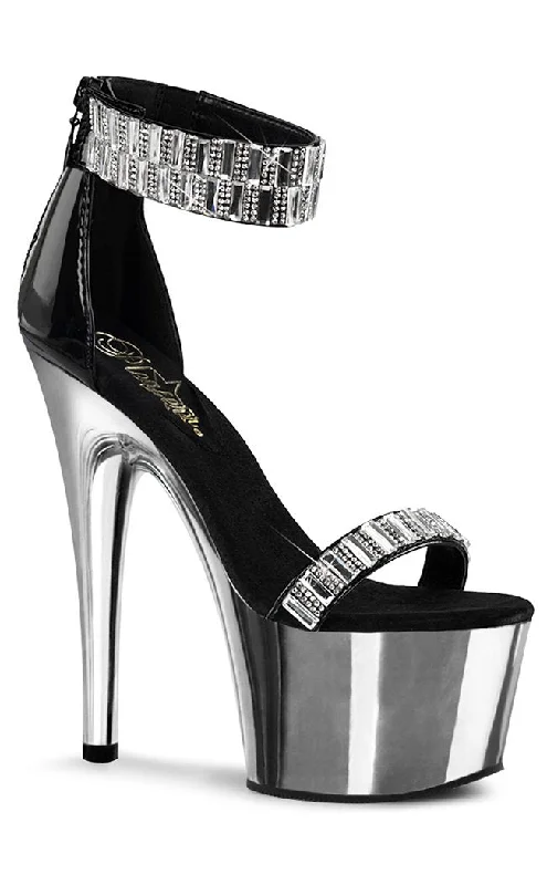 Stiletto Heel Pumps with Perfect Fit--ADORE-769RS Black & Silver Chrome Heels-Fashionable & Classic