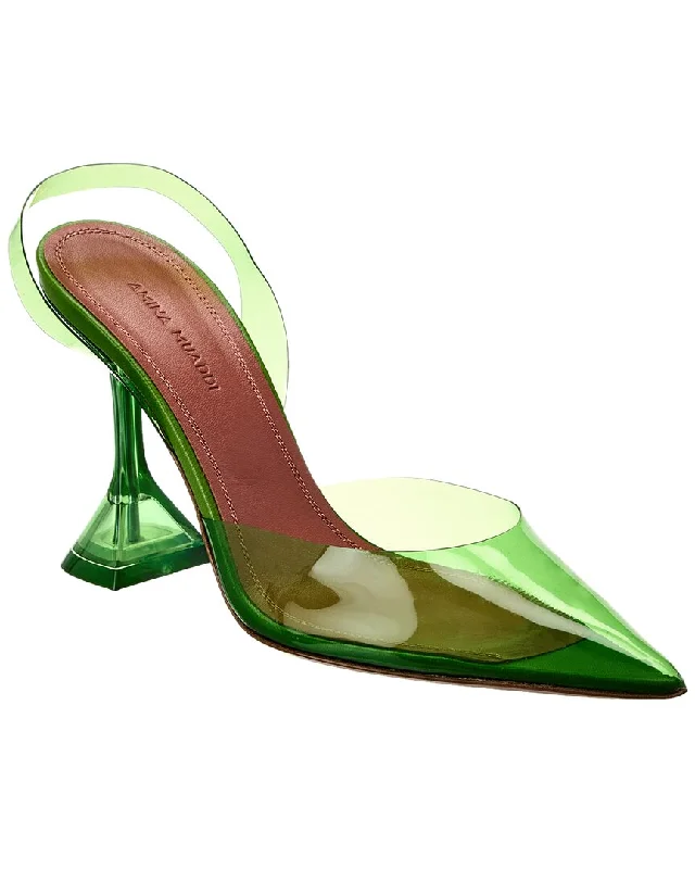 Amina Muaddi Holli Glass Vinyl Slingback Pump---Transparent Vinyl Pumps for Bold Fashion Statements