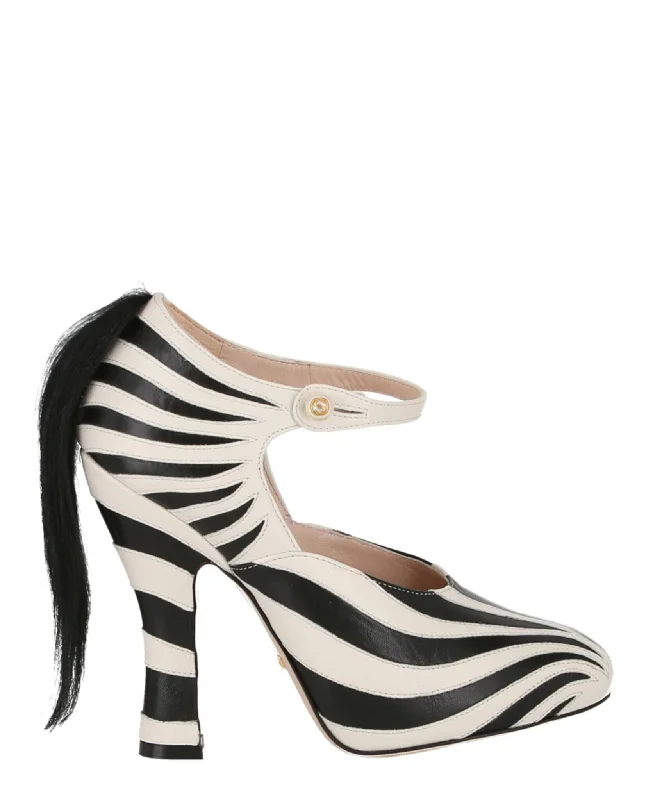 Versatile Heeled Sandals for Any Occasion---Gucci Lesley Ponytail Mary Jane Pumps