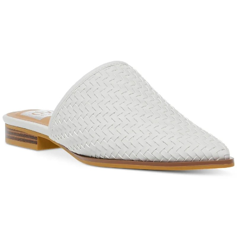 Isobel Womens Faux Leather Woven Mules---Comfortable Leather Pumps for Office and Everyday Wear