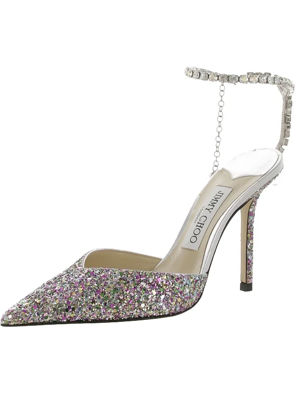 Saeda 100 Womens Leather Glitter Pumps---Trendy Glitter Heels for a Glamorous Look