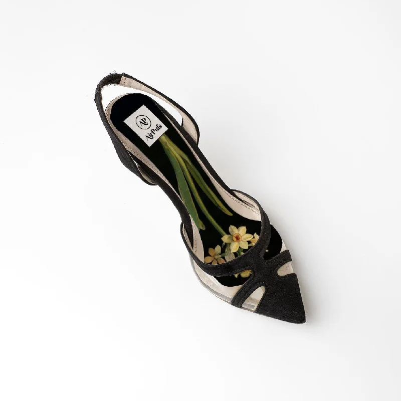 Botanical Print Series: Narcissus---Fashionable Kitten Heels for Date Night