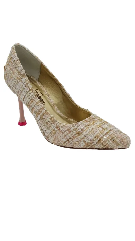 Versatile Heeled Sandals for Any Occasion---Women's Tricia Boucle Pump In Beige