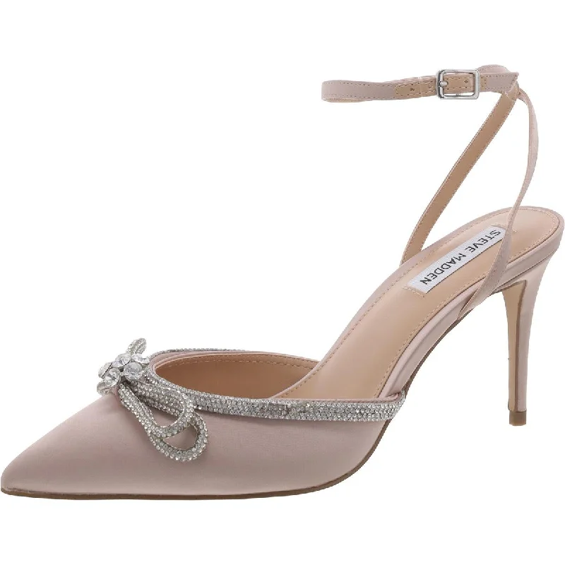 Stylish Ankle Strap Heels for Women--Steve Madden Womens Leia Satin Pointed Toe Ankle Strap