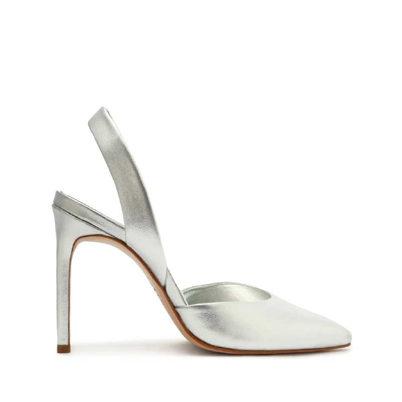 Lou Sling Metallic Leather Pump---Comfortable Leather Pumps for Office and Everyday Wear