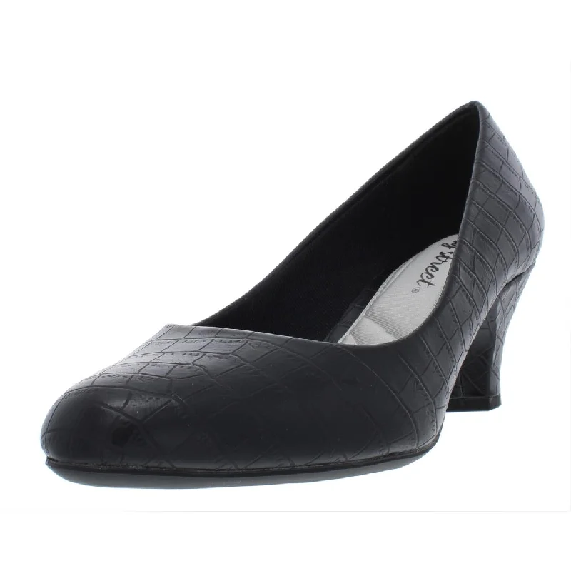 Fabulous Womens Faux Leather Embossed Pumps---Comfortable Leather Pumps for Office and Everyday Wear