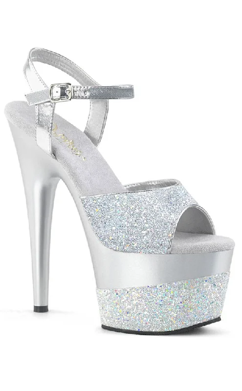 ADORE-709-2G Silver Glitter Heels---Trendy Glitter Heels for a Glamorous Look