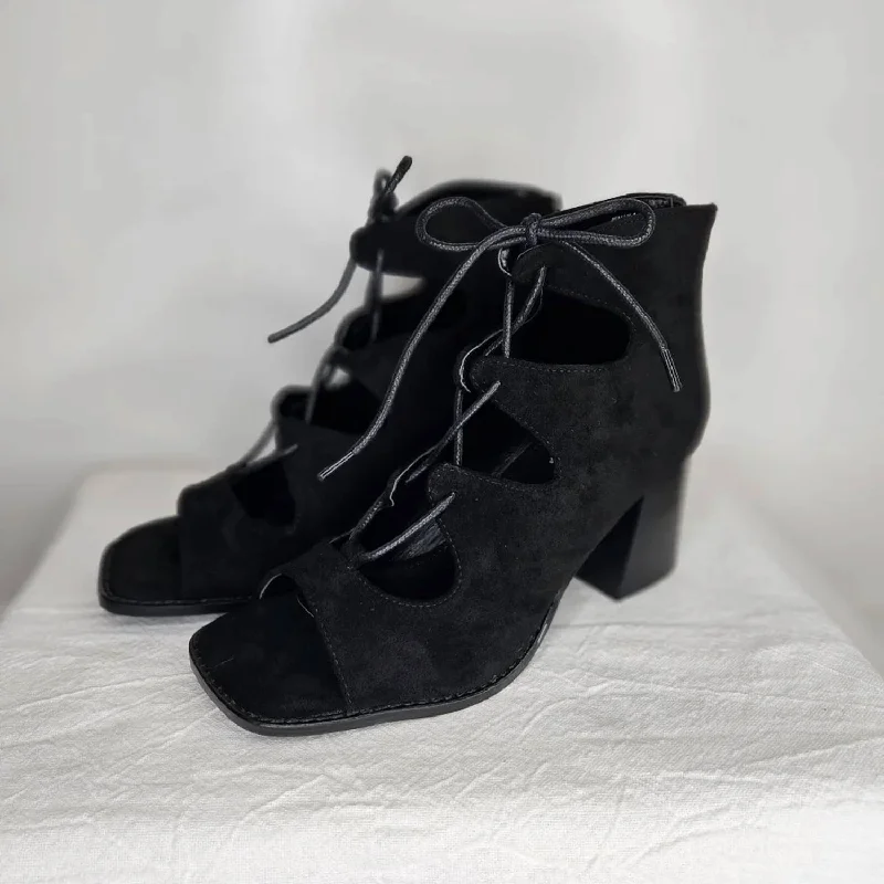 Affordable Suede Ankle Pumps for All-Day Wear--Wally Shoes With Zipper And Suede In Black