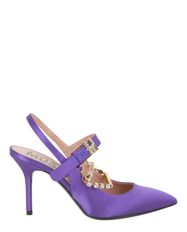 Affordable Rhinestone Pumps for a Dazzling Look---Moschino Womens Rhinestone-Embellished Pumps