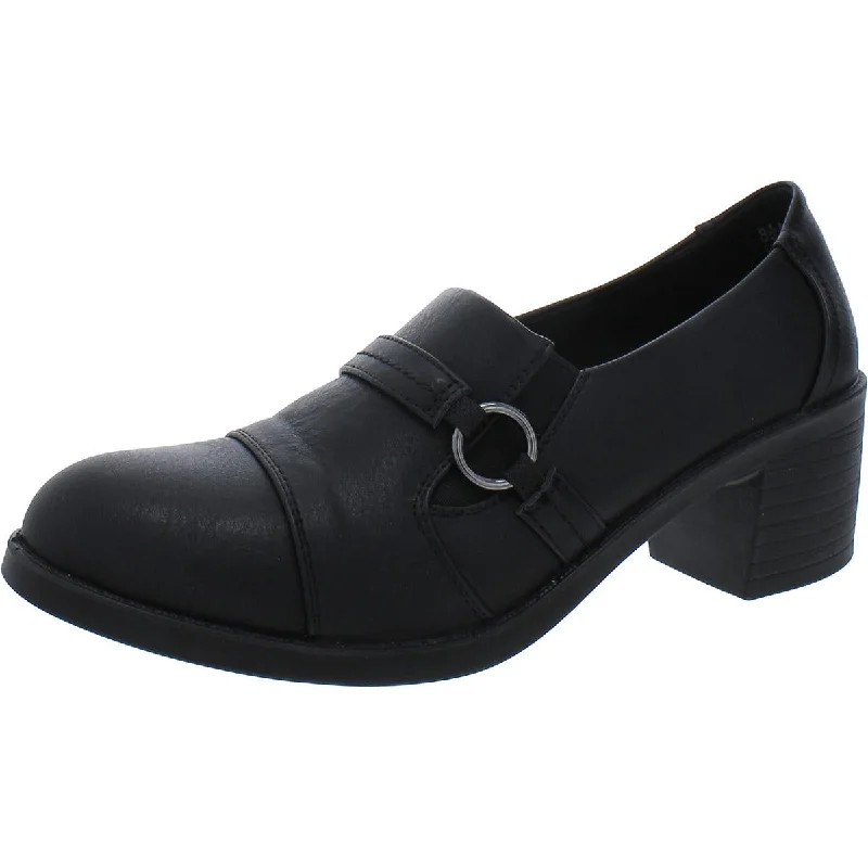 Trendy Chunky Heel Pumps for Casual Wear--Easy Street Womens Faux Leather Block Heel Shooties