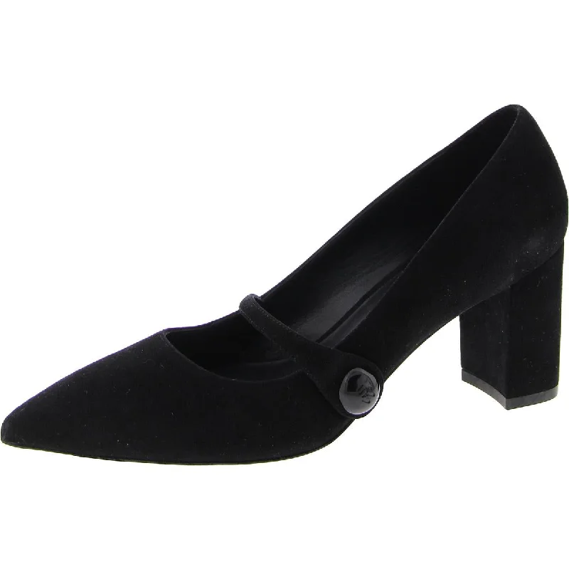 Affordable Suede Ankle Pumps for All-Day Wear--Womens Faux Suede Pointed toe Block Heels