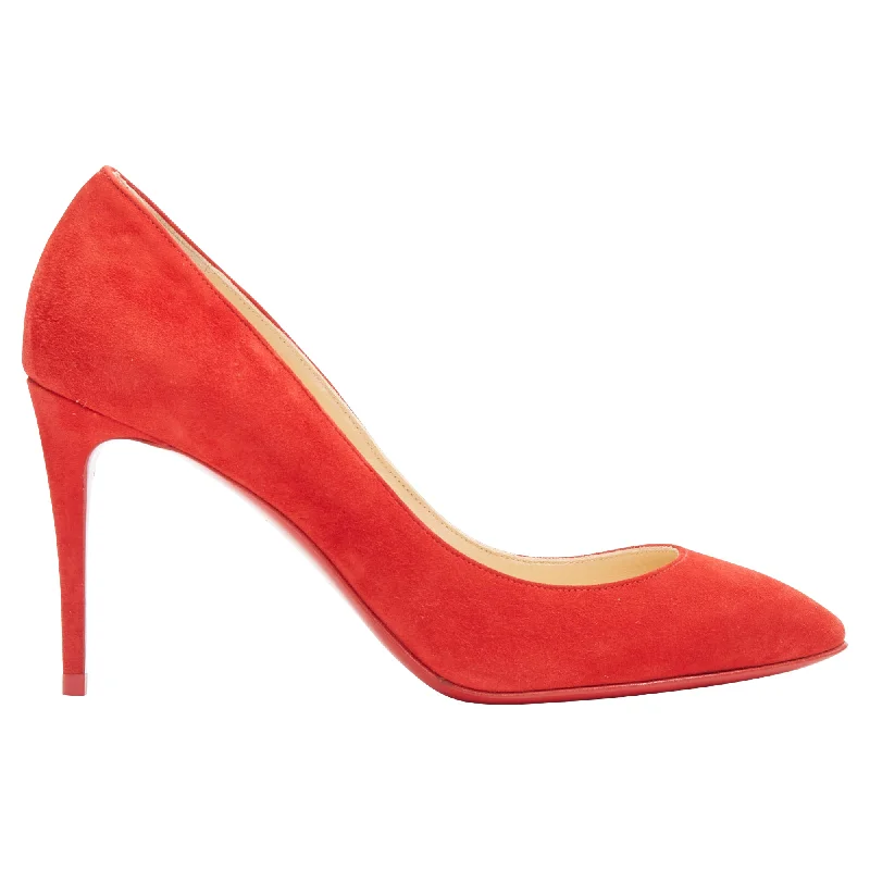 Affordable Suede Ankle Pumps for All-Day Wear--Christian Louboutin Eloise Loubi Suede Almond Toe Classic Pump