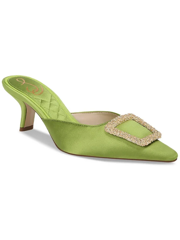 Brit Womens Satin Embellished MulesAffordable Satin Heels with a Luxe Touch