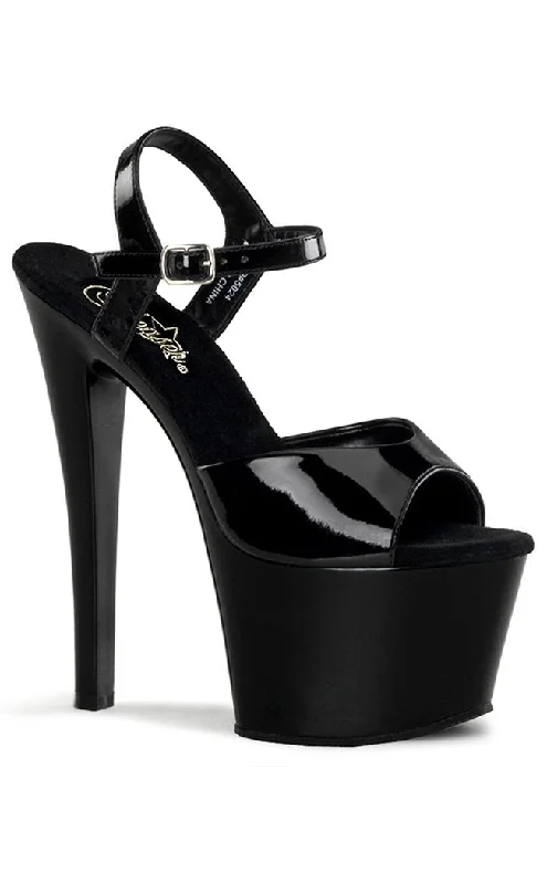 Sleek and Shiny Patent Pump Heels for a Polished Look--SKY-309 Black Patent Platform Heels