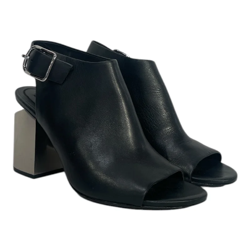 Alexander Wang/Heels/EU 38.5/Leather/BLK/Open-Toe/STAINLESS STEEL HEEL---Comfortable Leather Pumps for Office and Everyday Wear