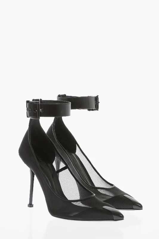 Stylish Ankle Strap Heels for Women--Alexander Mcqueen Mesh Pumps With Ankle Strap 10Cm