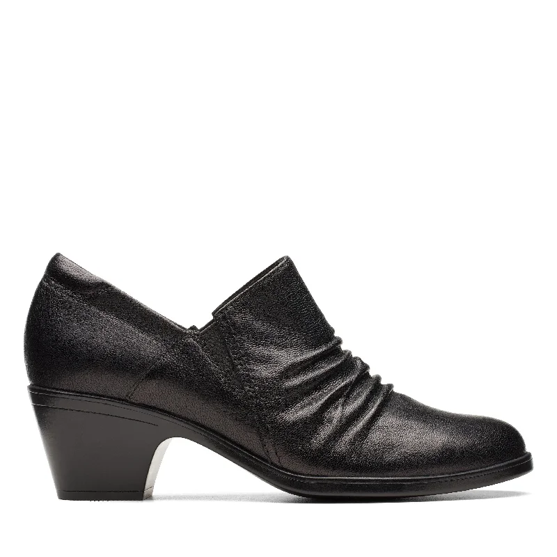 Clarks Emily2 Cove in Black Leather---Comfortable Leather Pumps for Office and Everyday Wear