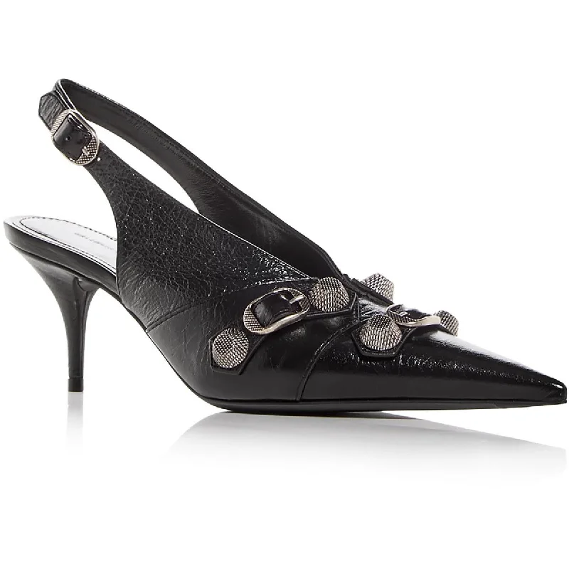 Stylish Ankle Strap Heels for Women--Balenciaga Womens Cagole Slingback Leather Ankle Strap