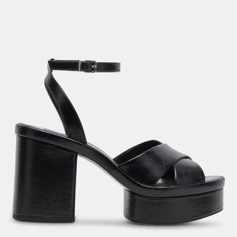 Versatile Heeled Sandals for Any Occasion---LAISHA HEELS MIDNIGHT CRINKLE PATENT