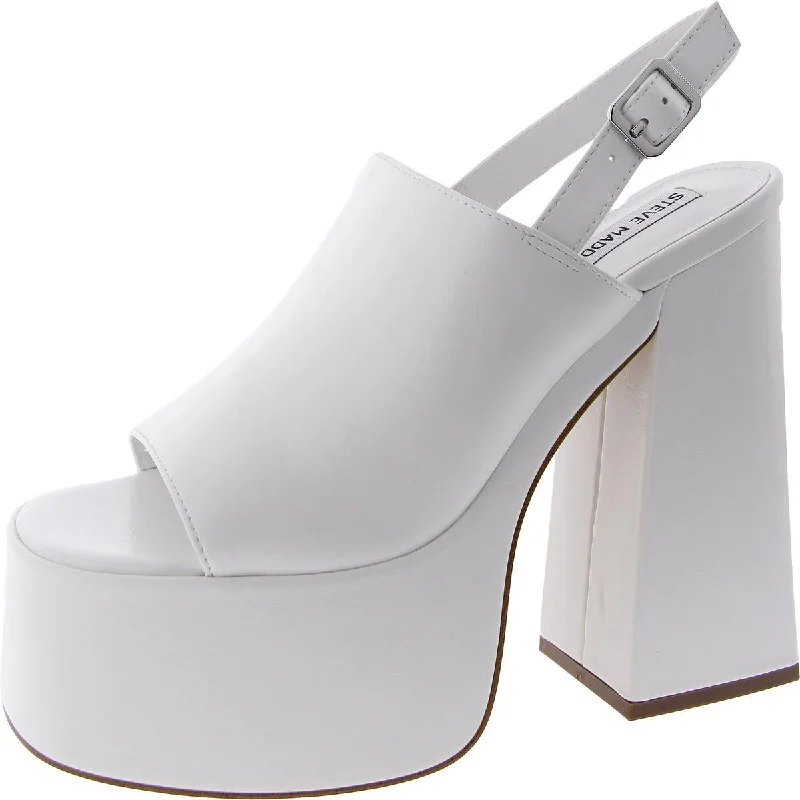 Stylish Open Toe Heels for Summer--Gadget Womens Faux Leather Open Toe Platform Heels