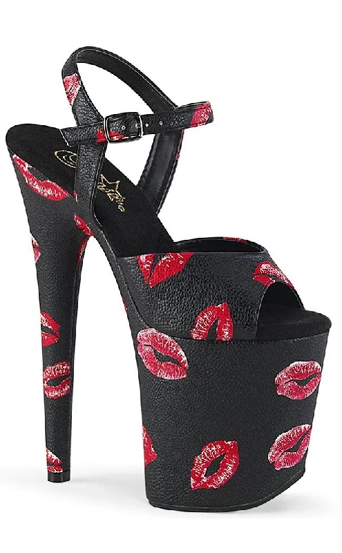 Stylish Platform Heels for Extra Height--FLAMINGO-809KISSES Black & Red Platform Heels