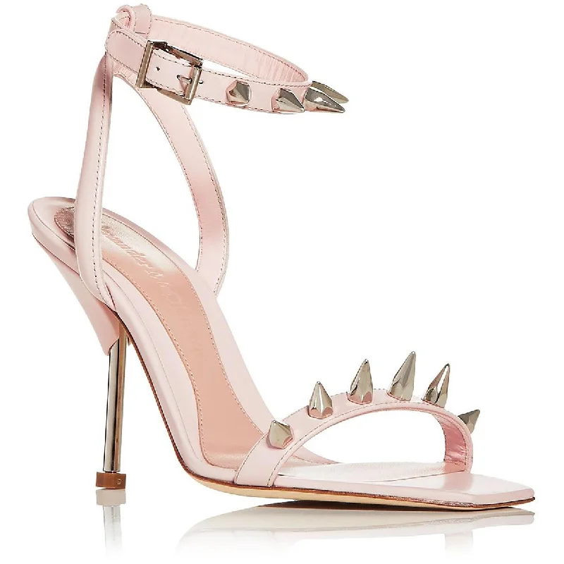 Stylish Ankle Strap Heels for Women--Alexander McQueen Womens Leather Spikes Ankle Strap