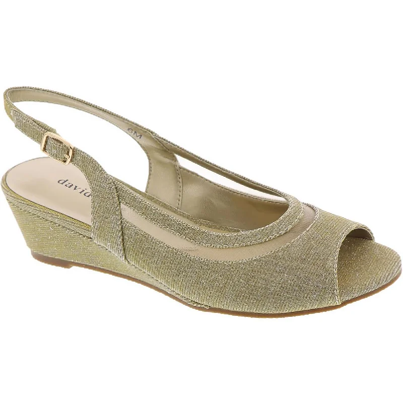 David Tate Womens Edith Glitter Peep-Toe Slingback Heels---Trendy Glitter Heels for a Glamorous Look