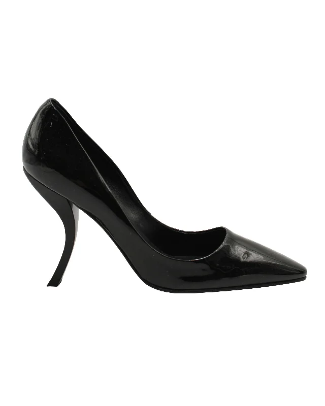 Sleek and Shiny Patent Pump Heels for a Polished Look--Roger Vivier Curved Heel Pumps in Black Patent Leather