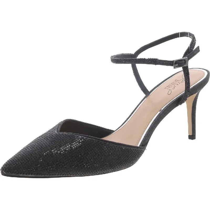 Stylish Ankle Strap Heels for Women--Jewel Badgley Mischka Womens Embellished Ankle Strap Pumps