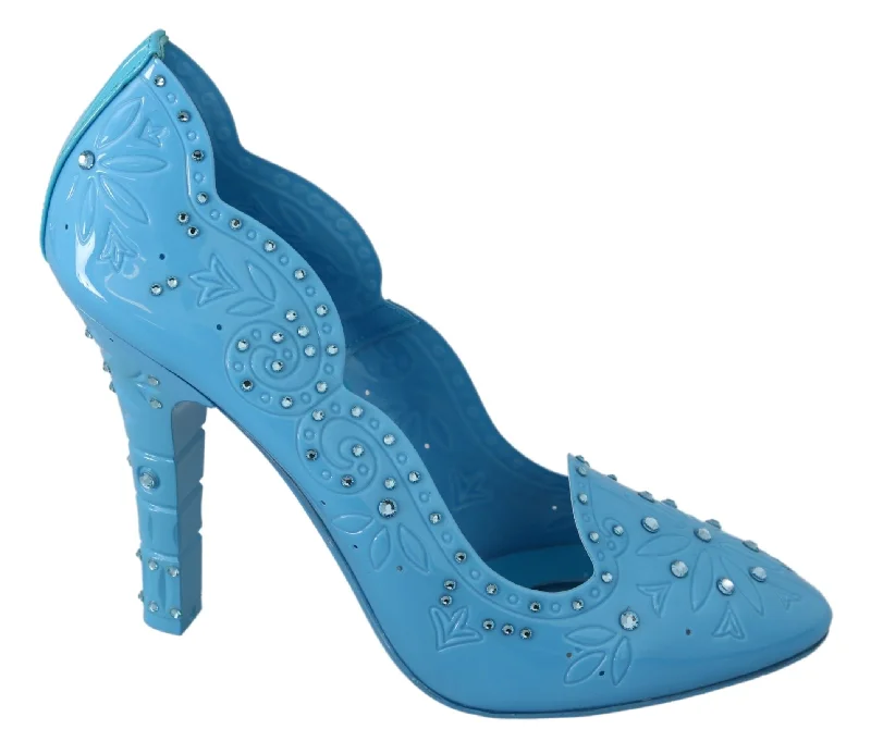 Dolce & Gabbana Crystal Embellished Blue Cinderella Pumps---Chic Embellished Pumps for a Glamorous Look