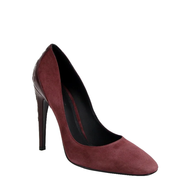 Affordable Suede Ankle Pumps for All-Day Wear--Bottega Veneta Women's Dark Rose Suede Leather Kid Luxe Heels (40 EU / 10 US)