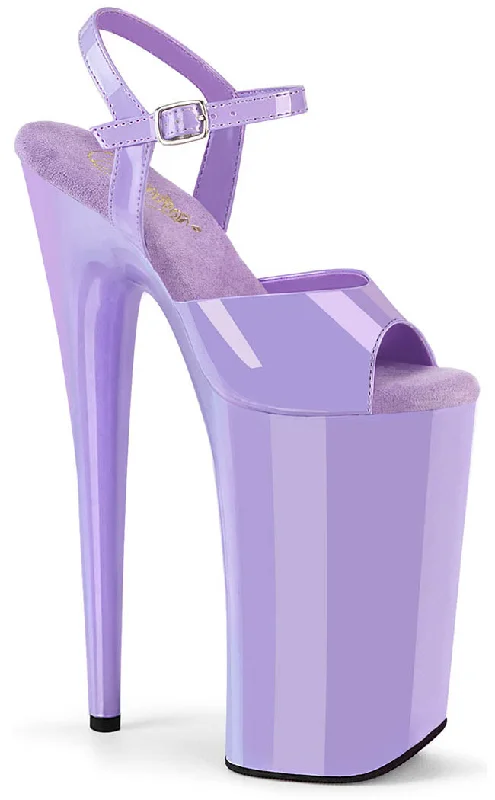 Sleek and Shiny Patent Pump Heels for a Polished Look--BEYOND-009 Lavender Patent 10 Inch Heels