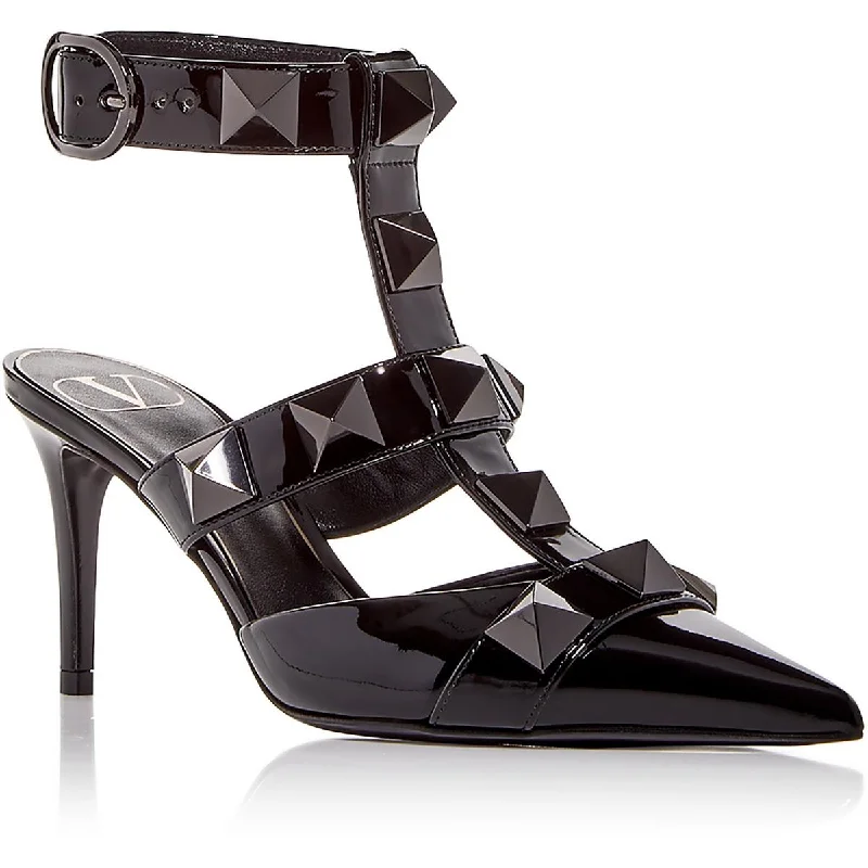 Valentino Womens Leather Studded T-Strap Heels---Comfortable Leather Pumps for Office and Everyday Wear