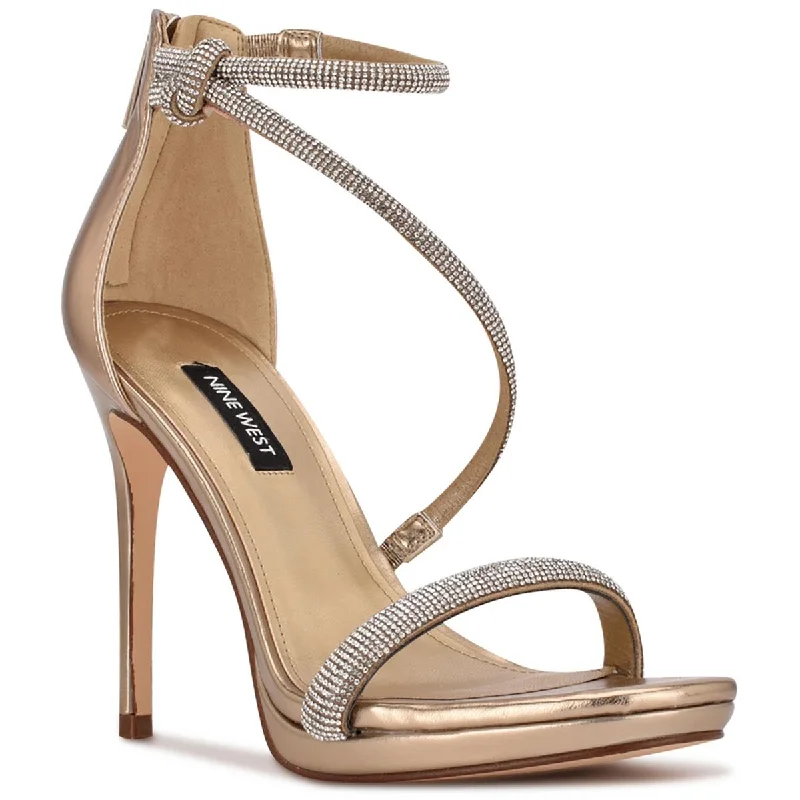 Stylish Open Toe Heels for Summer--Nine West Womens Lavern Faux Leather Open Toe Pumps