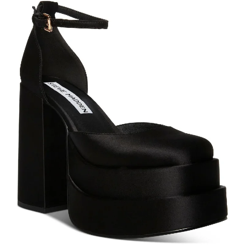 Trendy Chunky Heel Pumps for Casual Wear--Steve Madden Charlize Women's Satin Platform Chunky Block Heel Pumps