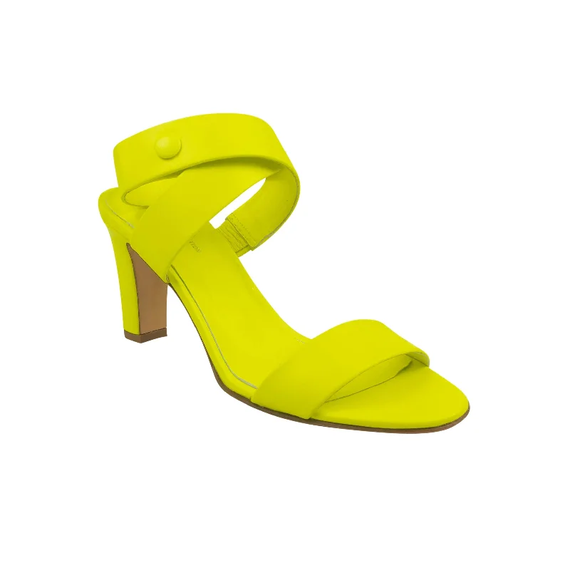 Versatile Heeled Sandals for Any Occasion---Neon Yellow Twist Strap Heels