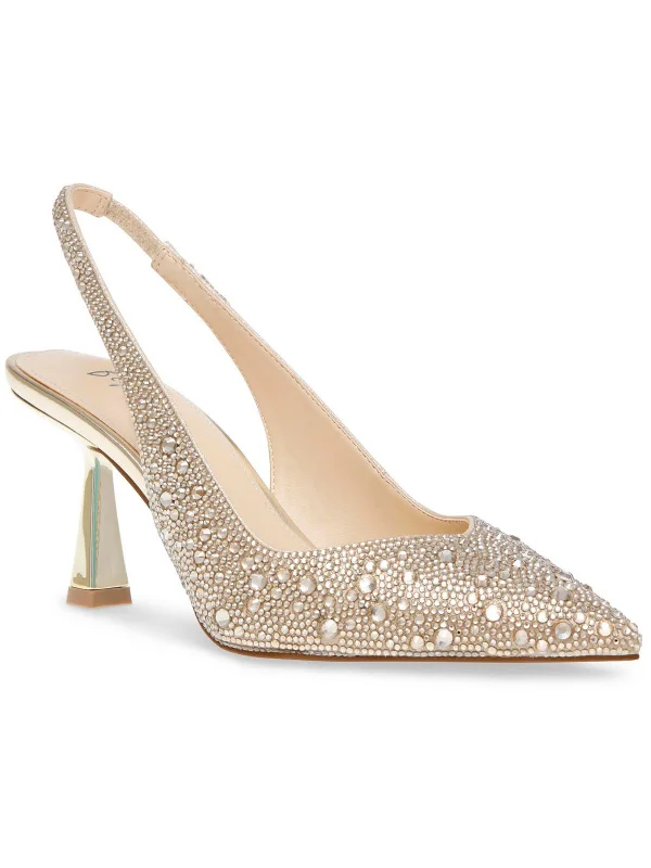 Clark Womens Metallic Embellished Slingback Heels---Chic Embellished Pumps for a Glamorous Look