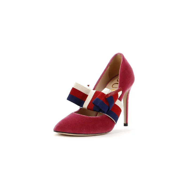 Women's Pumps with Removable Bow Velvet---Charming Bow Pumps for a Cute and Stylish Look