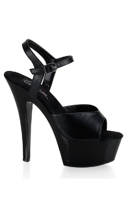 KISS-209 Black Leather Platform Heels---Comfortable Leather Pumps for Office and Everyday Wear