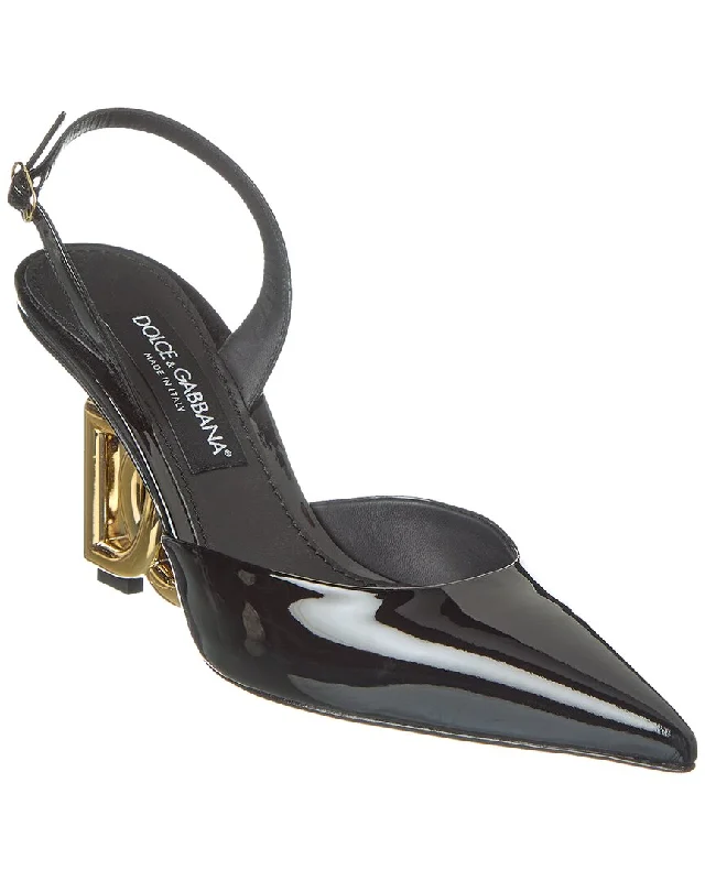 Sleek and Shiny Patent Pump Heels for a Polished Look--Dolce & Gabbana Dg Logo Patent Slingback Pump