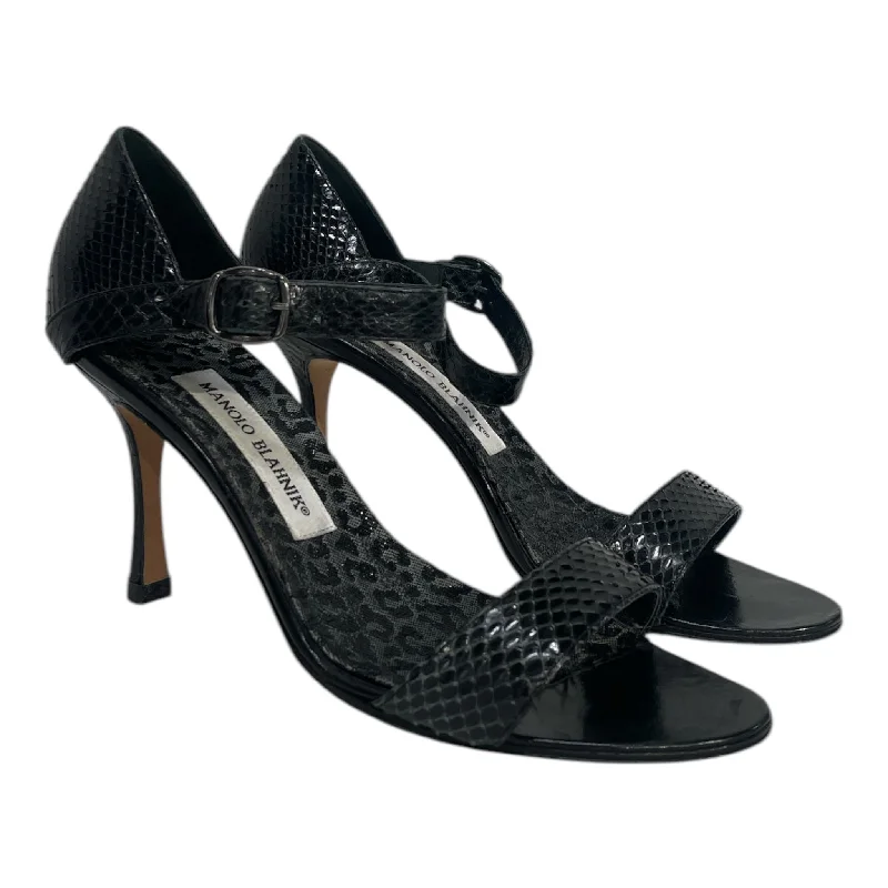 MANOLO BLAHNIK/Heels/EU 37.5/Animal Pattern/Leather/BLK/---Comfortable Leather Pumps for Office and Everyday Wear