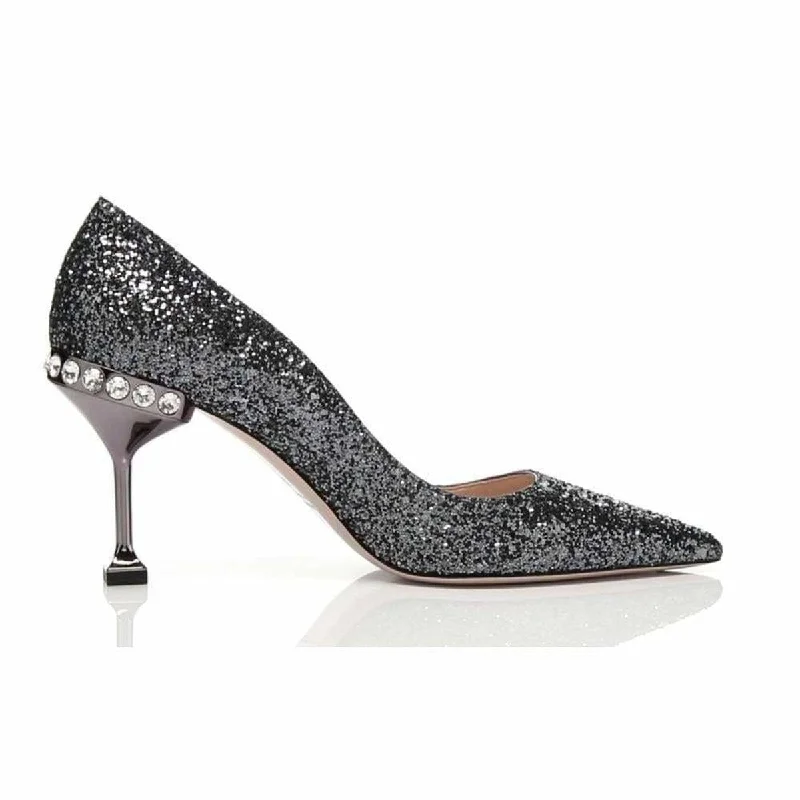 Sparkly Silver Glitter High Heel Pump---Trendy Glitter Heels for a Glamorous Look