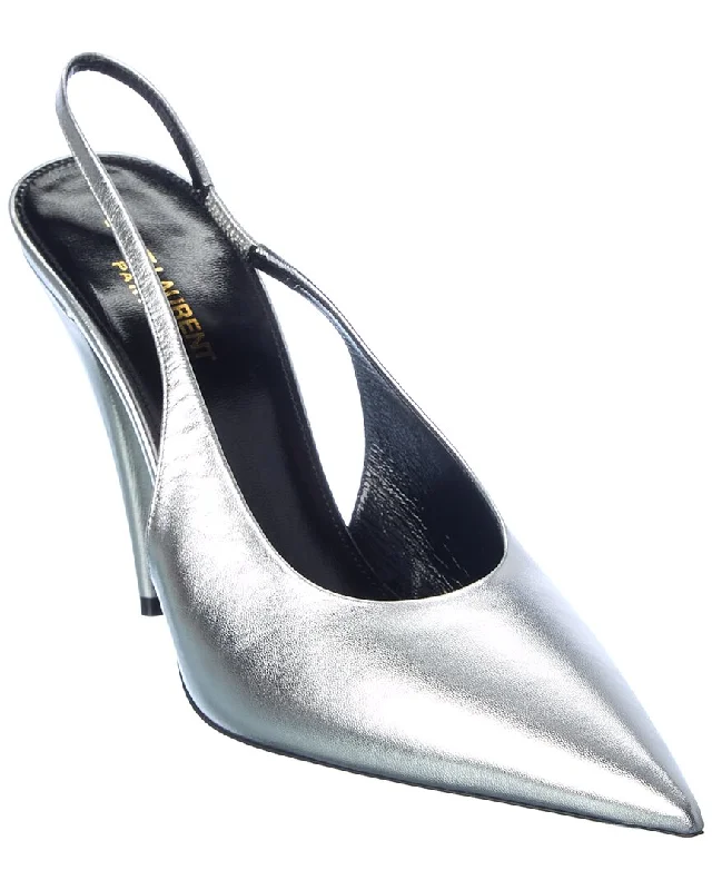 Fashionable Leather Slingback Pumps for Casual Wear--Saint Laurent Titti 100 Leather Slingback Pump