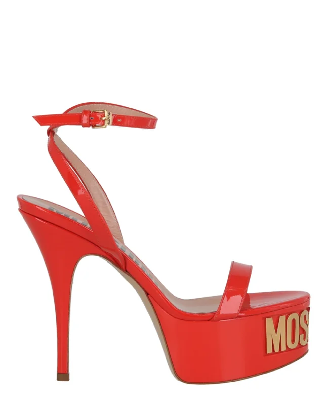 Sleek and Shiny Patent Pump Heels for a Polished Look--Logo-Letter Patent Leather Platform Pump