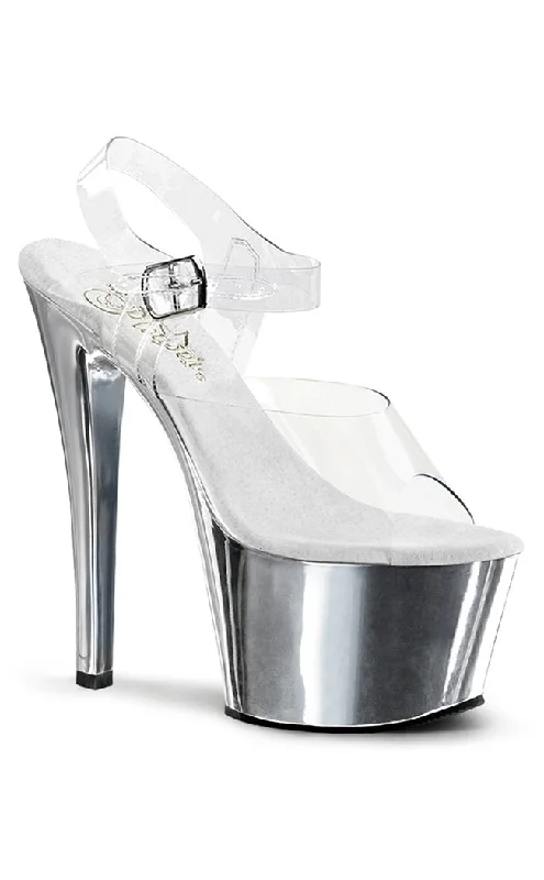 Stylish Platform Heels for Extra Height--SKY-308 Silver & Clear Platform Heels