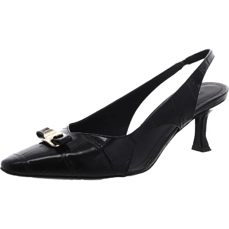 Ferragamo Womens Zarula 55 Faux Leather Embellished Slingback Heels---Comfortable Leather Pumps for Office and Everyday Wear