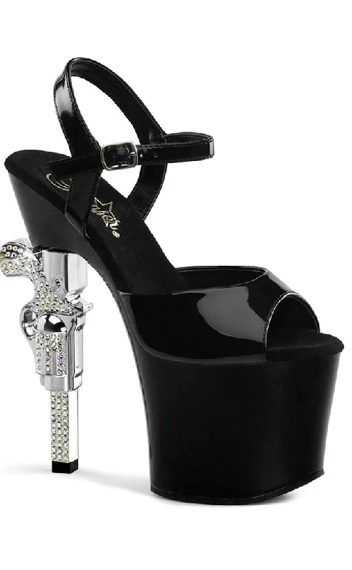 Sleek and Shiny Patent Pump Heels for a Polished Look--REVOLVER-709 Black Patent Platform Heels