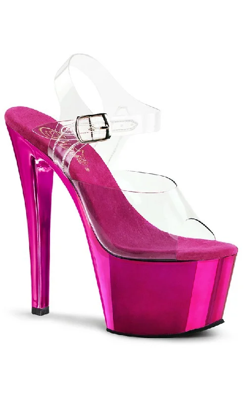 Stylish Platform Heels for Extra Height--SKY-308 Hot Pink & Clear Platform Heels