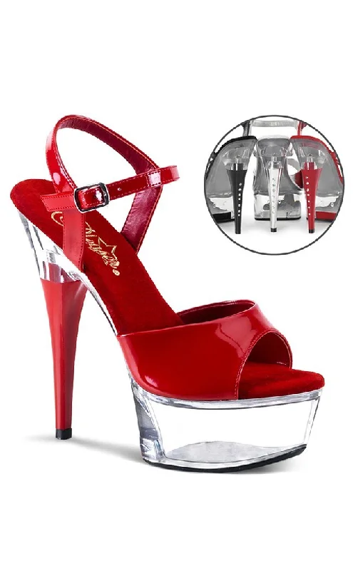 Sleek and Shiny Patent Pump Heels for a Polished Look--CAPTIVA-609 Red Patent & Clear Heels