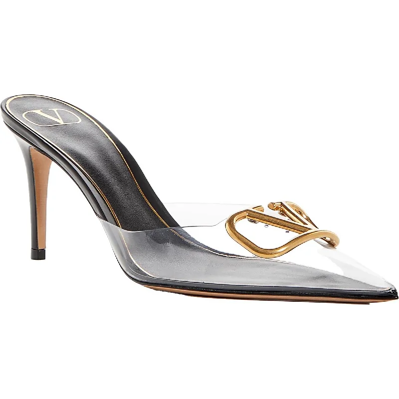 Versatile Heeled Sandals for Any Occasion---Womens Logo Metallic Pumps